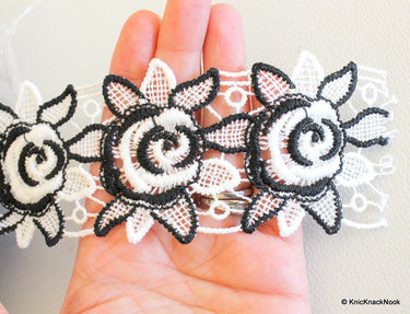 Black And White Embroidery Crochet Cotton Lace Trims, Indian Laces, Indian Trims